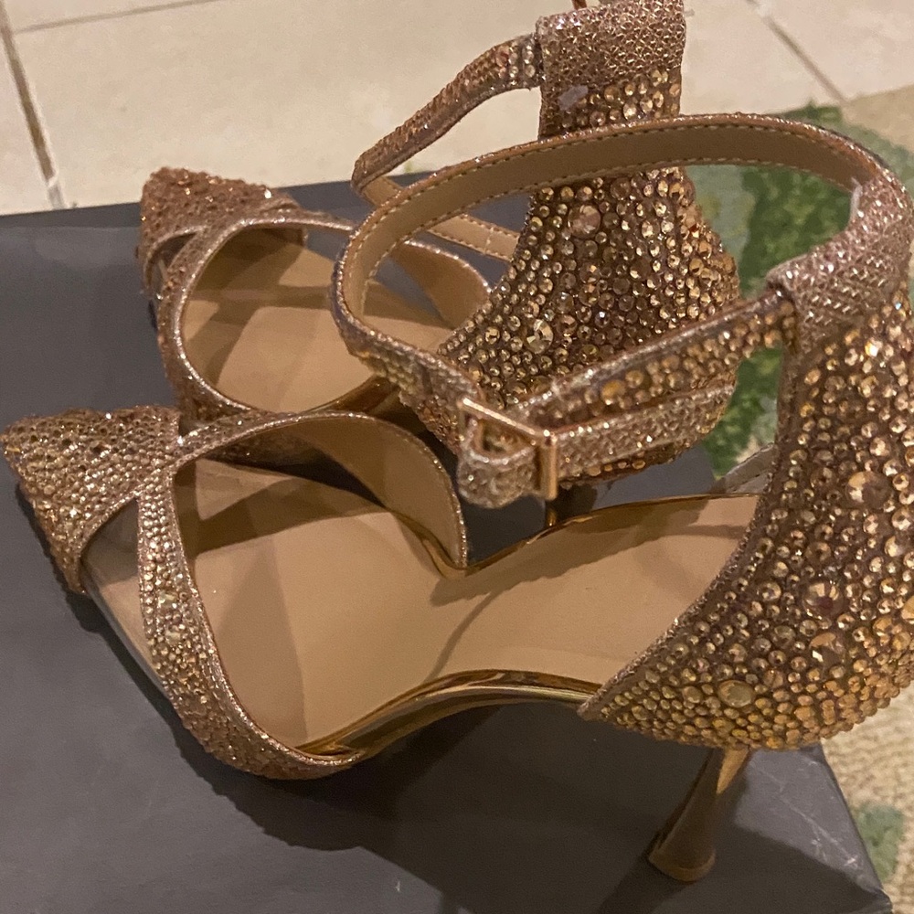 INC Women's Rose Gold Beaded Pointed-Toe Ankle-Strap Heels - Picture 4 of 5